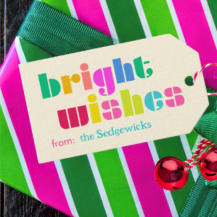 bright wishes bold Colourful Personalised Rainbow Gift Tags