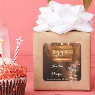 Bright wooden 50th Wedding Anniversary Stickers