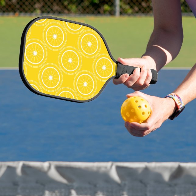  Bright yellow abstract pattern lemon retro Pickleball Paddle (Insitu)