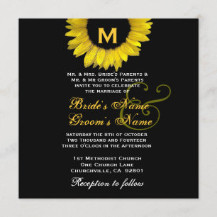 Bright Yellow and Black Sunflower Wedding Template