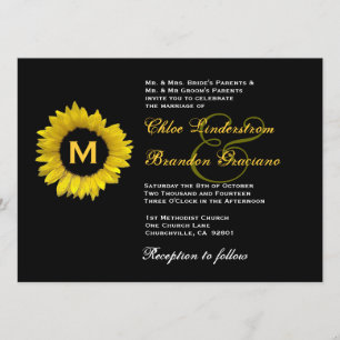 Bright Yellow and Black Sunflower Wedding Template