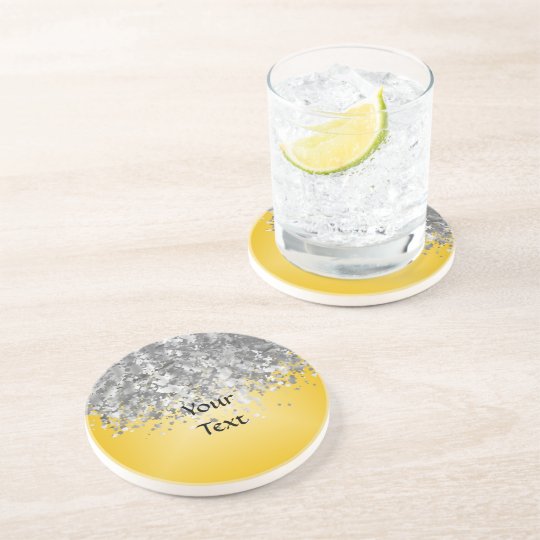 Retro Geometric Ikat Yellow Grey Pattern Coaster Zazzle.co.uk