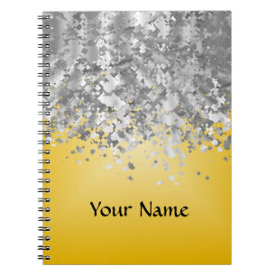 Bright yellow and faux glitter notebook