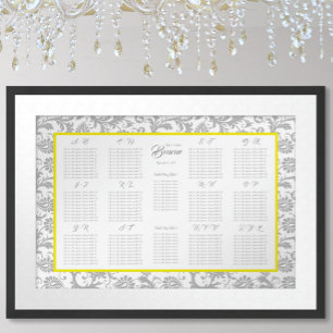 Bright Yellow and Grey Seating Chart Alphabetical