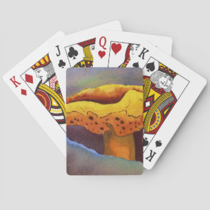 Bright yellow and orange toadstool mushroom playing cards