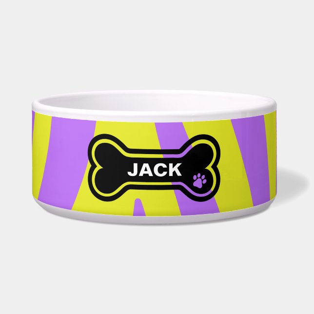 Bright Yellow and Purple Personalised Dog (Front)