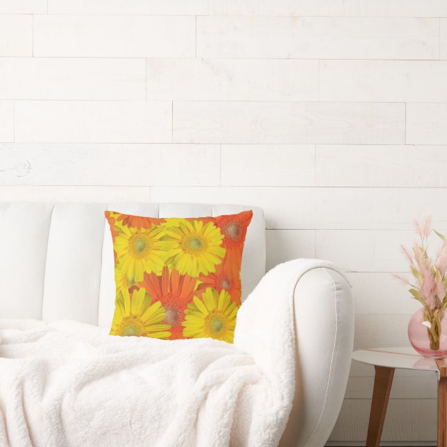 Bright Yellow and White Flowers Pillow (Couch)