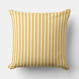 Bright Yellow and White Striped Pattern  Cushion