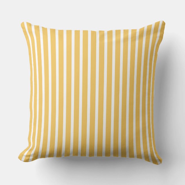 Bright Yellow and White Striped Pattern  Cushion (Front)