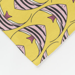 Bright Yellow Angel Fish Fleece Blanket