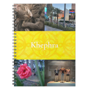 Bright Yellow Batik Collage and Name  Notebook