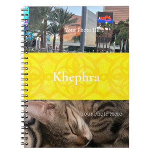 Bright Yellow Batik Name and Photo Collage Notebook