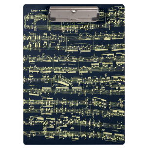 Bright yellow Beethoven sheet music on blue Clipboard