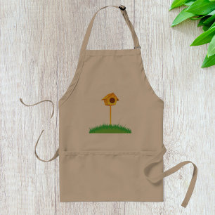 Bright Yellow Birdhouse on Grass Standard Apron
