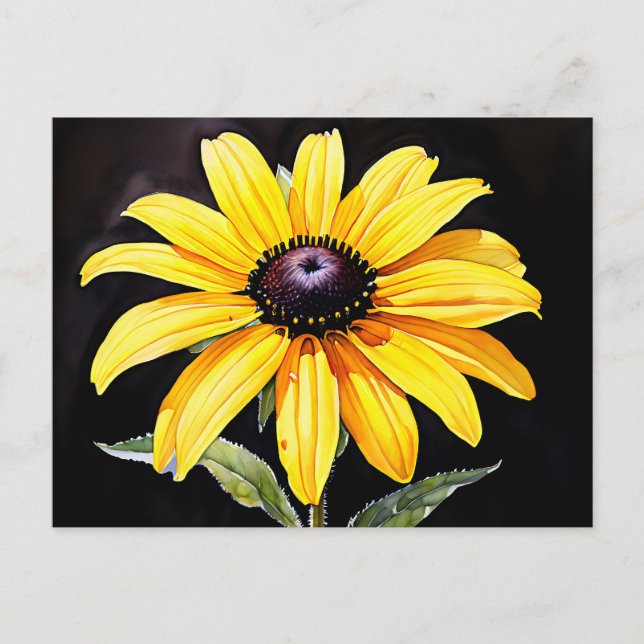 Bright Yellow Black Eyed Susan Watercolor  Postcard (Front)