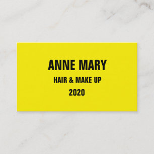 Bright Yellow Black Hair & Make Up Stylish Modern Business Card