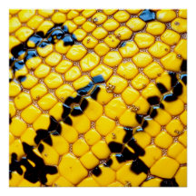 Bright Yellow Black Snake Skin Scales Animal Print