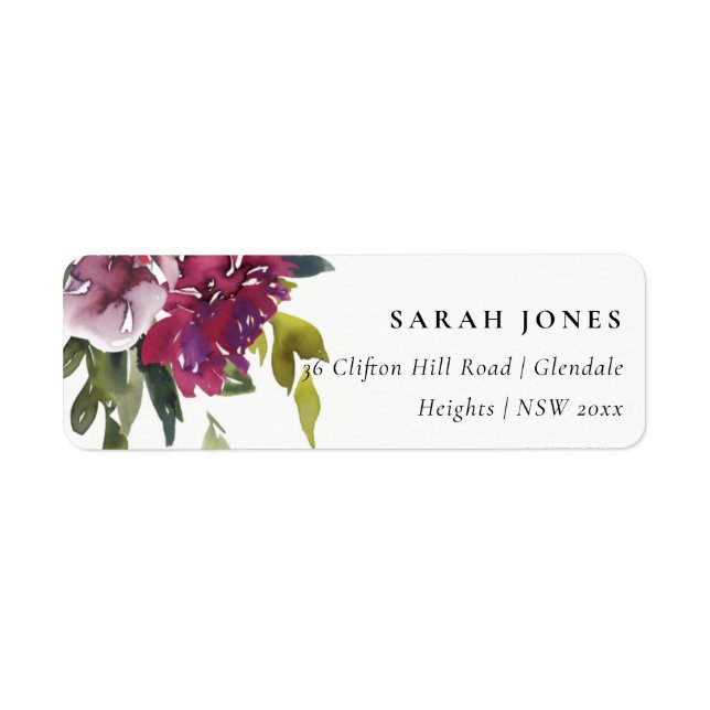 BRIGHT YELLOW BLUSH BURGUNDY FLORAL BUNCH ADDRESS (Front)