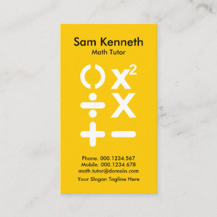 Bright Yellow BODMAS Math Symbol Math Tutor Business Card