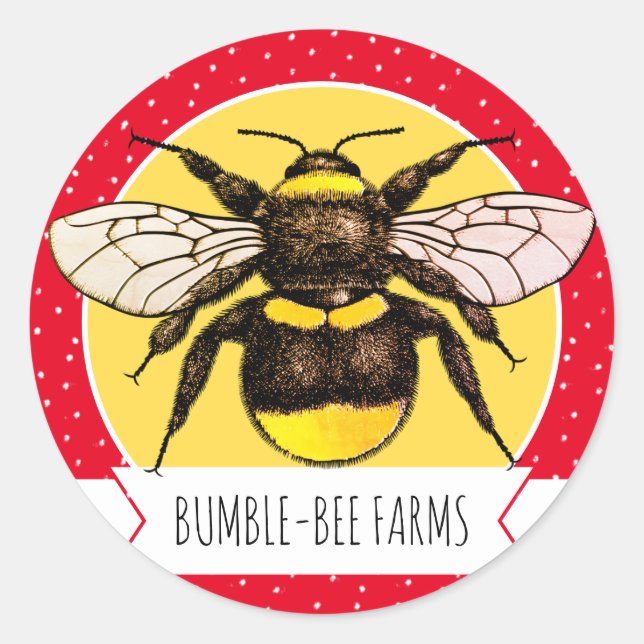 Bright Yellow Bumblebee Happy Sunshine Classic Round Sticker (Front)