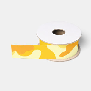 Bright Yellow Camo Cheerful Gift Wrap Ribbon Grosgrain Ribbon