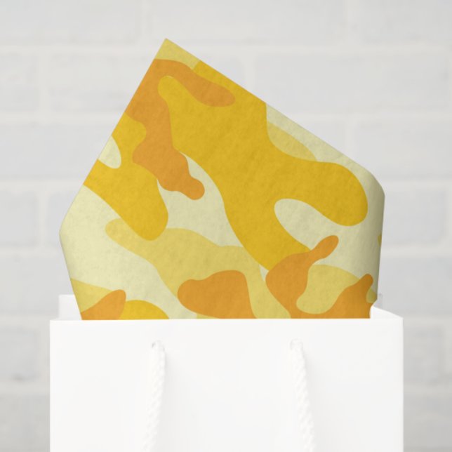 Bright Yellow Camo Happy Gift Wrap Tissue Paper (Gift Bag)