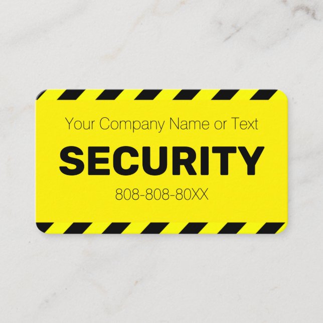 Bright Yellow Caution Security Guard Business Card (Front)