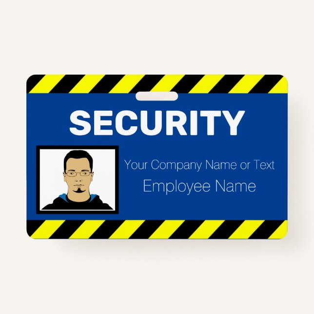 Bright Yellow Caution Security Guard ID Badge (Front)