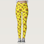 Bright Yellow Cheeseburgers Illustrated Leggings<br><div class="desc">You'll look good enough to eat in these fun and colourful leggings featuring a bright yellow background and an all over print of tasty looking double cheeseburgers. Do you love burgers? Find more cheeseburger products in the Asterisk Designs Zazzle shop.</div>