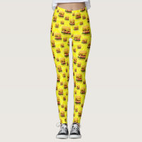 Bright Yellow Cheeseburgers Illustrated Leggings