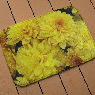 Bright Yellow Chrysanthemums Floral Bath Mat