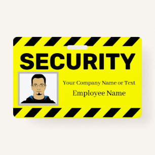 Bright Yellow Custom Photo Security Guard ID ID Badge