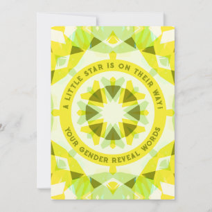 Bright Yellow Cute Green Star Baby Gender Reveal Invitation