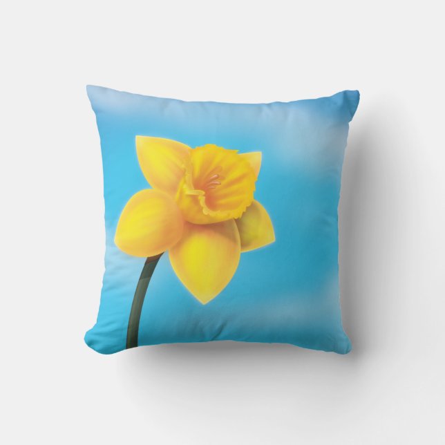 Bright Yellow Daffodil Cushion (Front)