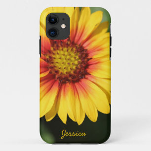 Bright yellow daisy, personalised iPhone Case