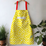 Bright Yellow Dashing Apron<br><div class="desc">Bright and cheerful, this vibrant coloured apron features hand-drawn dashes for a playful pattern year round. Personalise with your own name or give as a practical and thoughtful gift!</div>