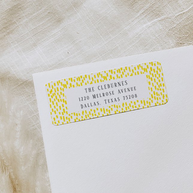 Bright Yellow Dashing Return Address (Yellow and white dashing playful return address labels.)