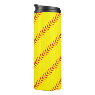 Bright Yellow Fastpitch Softball Stitches (Seams) Thermal Tumbler
