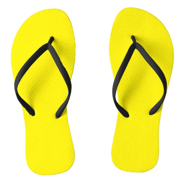 Bright Yellow #FFF3000, Banana Yellow Flip Flops (Footbed)