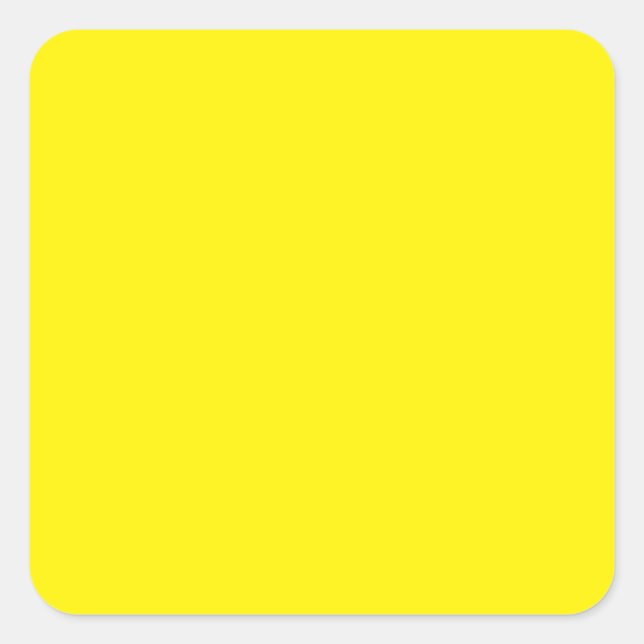 Bright Yellow #FFF3000, Banana Yellow Square Sticker (Front)