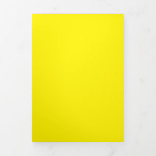 Bright Yellow #FFF3000, Banana Yellow Tri-Fold Holiday Card