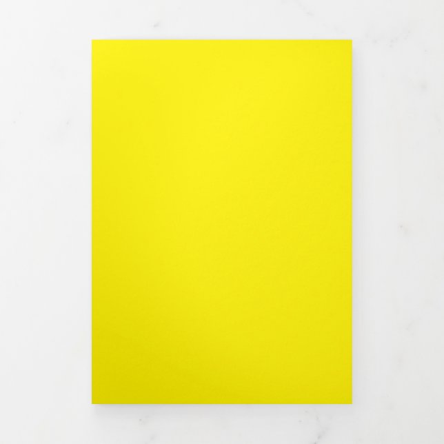 Bright Yellow #FFF3000, Banana Yellow Tri-Fold Holiday Card (Cover)