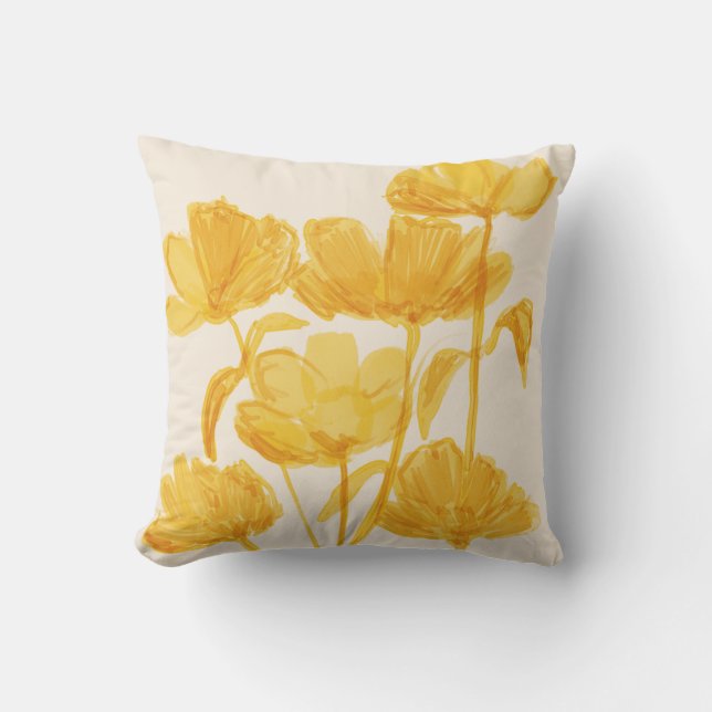 Bright Yellow Floral Back Porch Patio Home Decor Cushion (Front)