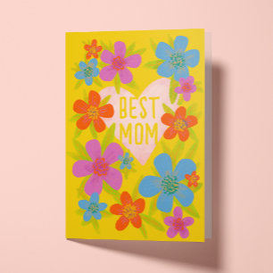 Bright Yellow Floral Best Mum Mothers Day Card