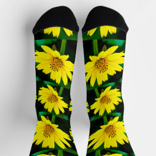 Bright Yellow Floral Pattern Socks