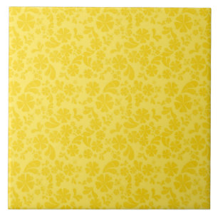 Bright Yellow Floral Pattern Tile