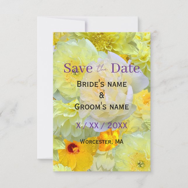 Bright Yellow Floral Save the Date | Modern Sunny  (Front)