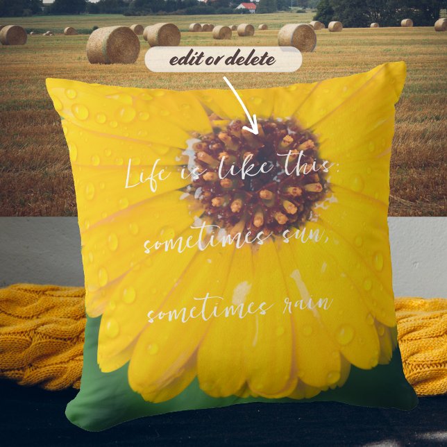 Bright yellow flower after rain cushion (Creator Uploaded)