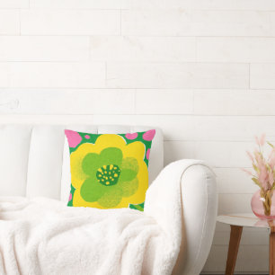 Bright Yellow Flower Bold Floral Cushion