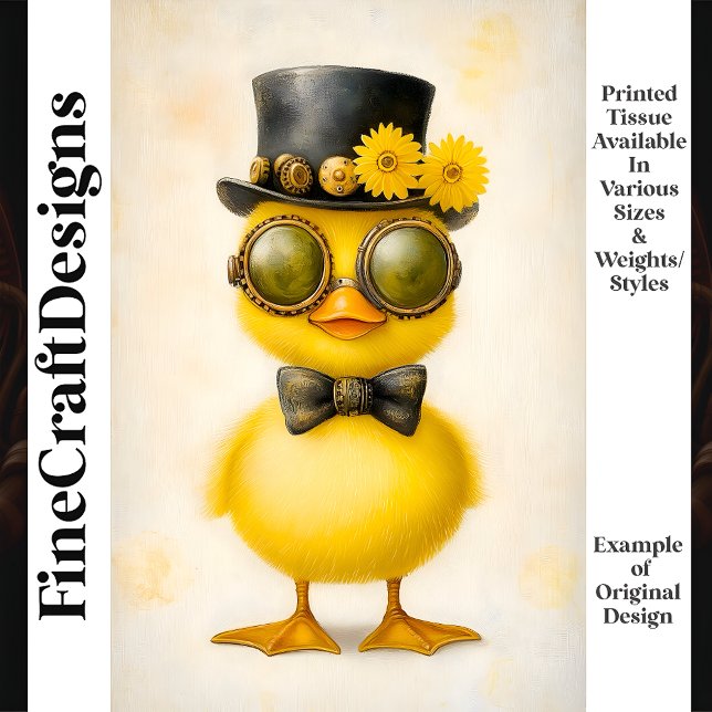 Bright Yellow Fluffy Duckling Bow Tie K9 Decoupage Tissue Paper (Creator Uploaded)